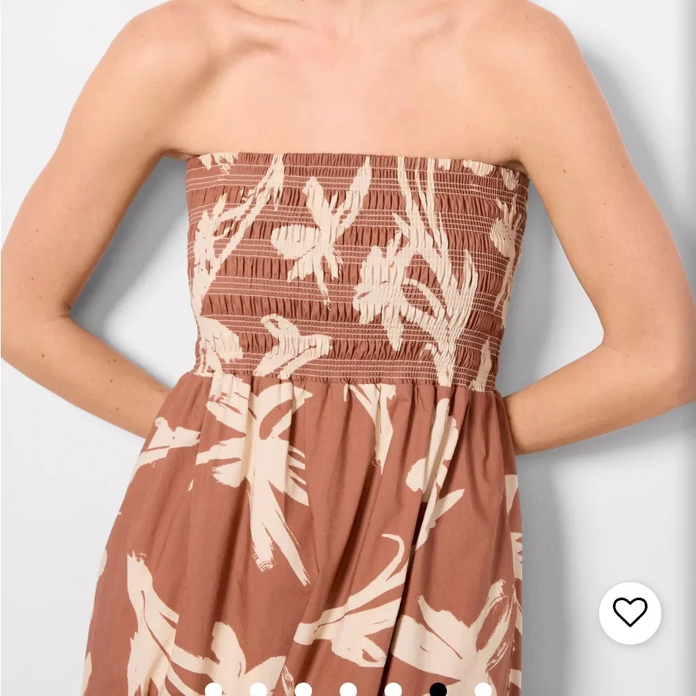 Like new Evereve Cecilia Brown and Cream Floral Midi Dress - Picture 5 of 8